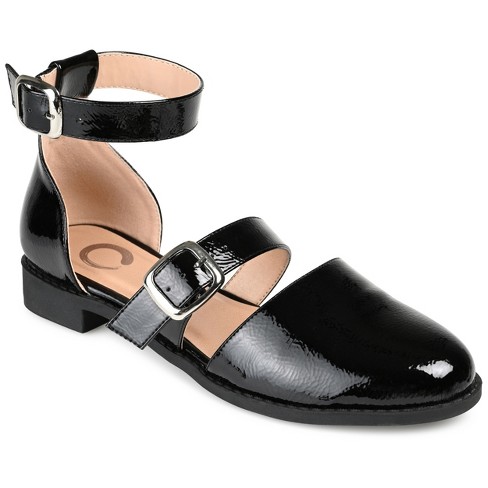 Journee Collection Womens Constance Buckle Round Toe Mary Jane Flats Black 6