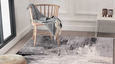 Contemporary Multi-Color Abstract Art Synthetic Area Rug 5' x 7'