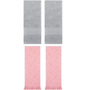 REGALWOVEN 4 Pcs Bathroom Decorative Cotton Soft Absorbent Sold Striped Hand Towel - 1 of 4