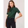 Allegra K Women's Work Tie Neck Short Sleeve Satin Elegant Button Down Shirt - 2 of 4