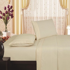 Plazatex Emboss Vine All Season Super Soft Microfiber Sheet Set, Ivory - 1 of 3