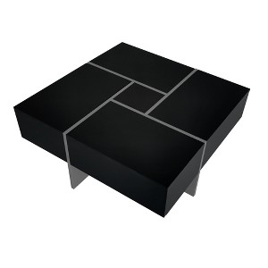 Lirago Unique Coffee Table 4 Hidden Storage Square Cocktail Table Extendable Sliding Top UV High Gloss Living Room Center Table 31.5x31.5 - 1 of 4