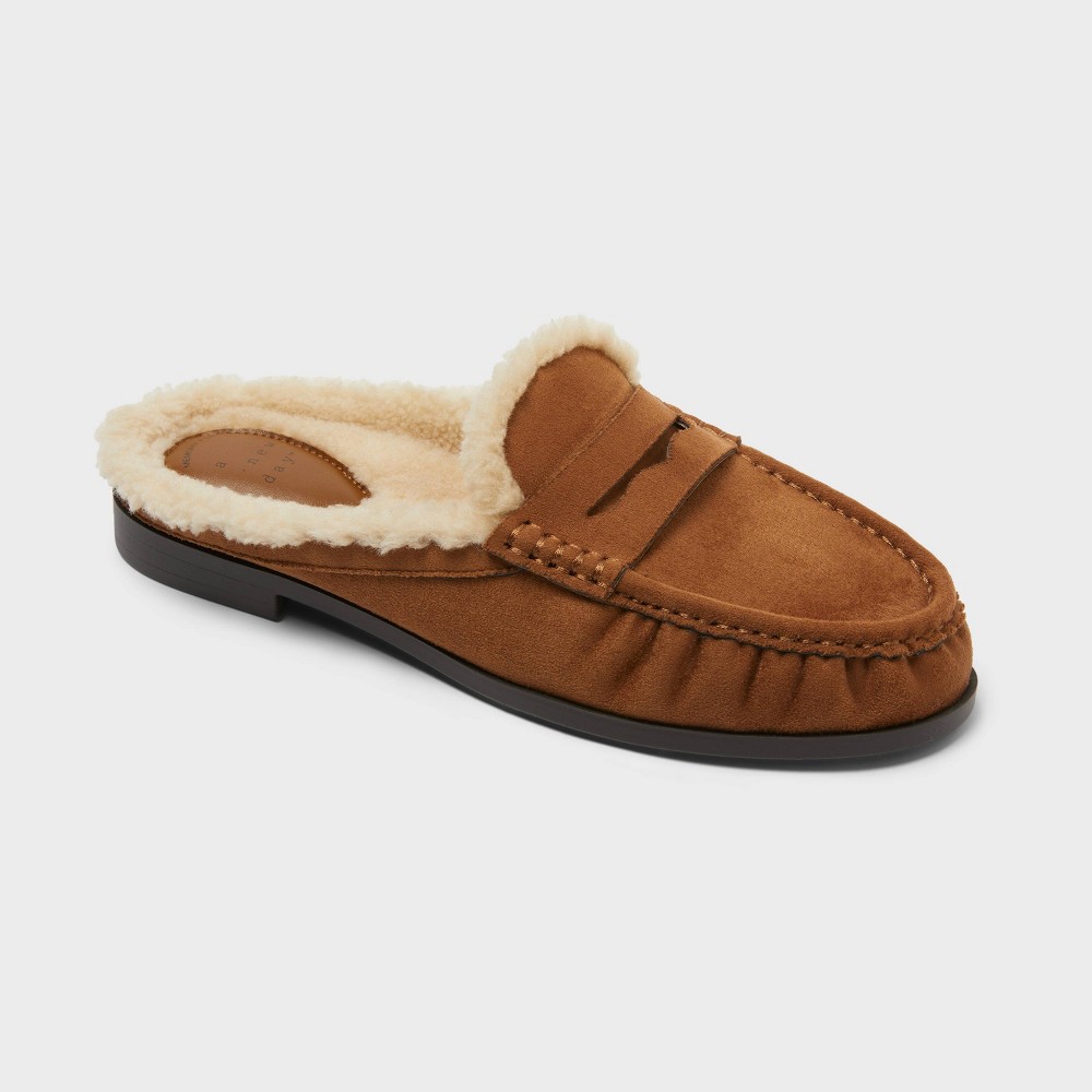 Women's Alix Mule Flats - A New Day™ Brown 5