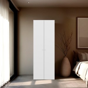 ORRD 2-Door Tall Wardrobe Cabinet 66.9"H, Bedroom, White - 1 of 4