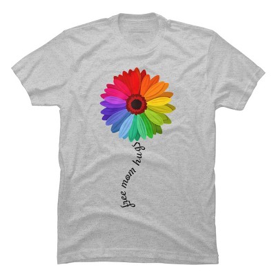 Adult Design By Humans Free Mom Hugs Pride Rainbow Sunflower By Avocato T-Shirt