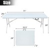 Syemin Folding Tables 6ft Portable Plastic Table, High Load Bearing Foldable Table, Indoor Outdoor Camping Fishing Table , White, 71"*29"*29" - 4 of 4