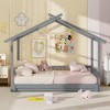 Tangkula Wooden House Bed Twin to King Daybed w/ Safety Rails & Decorable Roof - 4 of 4