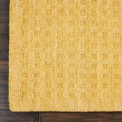 Handmade Gold Rectangular Wool Area Rug 45" x 7"