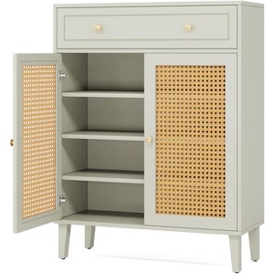 Tribesigns Shoe Cabinet with Drawer, Shoe Storage Cabinet with Adjustable Shelf, Rattan Shoe Organizer for Entryway, Hallway, Living Room - 1 of 4