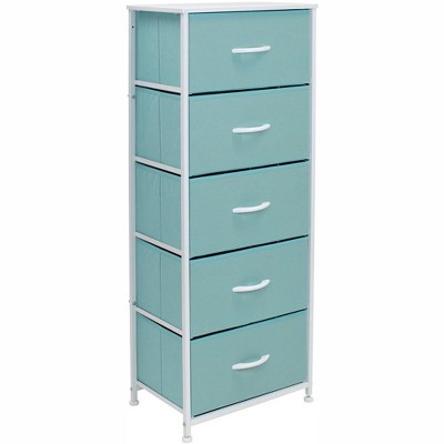 Sorbus Narrow 5 Drawers Nightstand with Steel Frame, Wood Top, Easy Pull Fabric Bins for Home, Bedroom, Office & Dorm