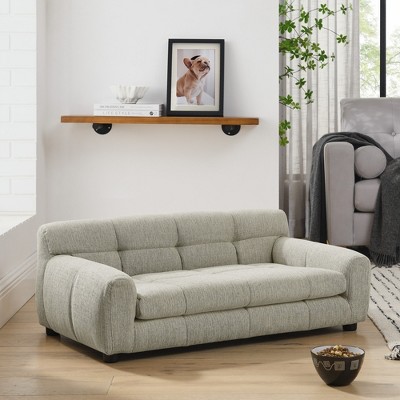 Grungis Linen Dog Bed with Backrest and Armrests,Rectangular Pet Bed Sofa for Small and Medium-Sized Dogs