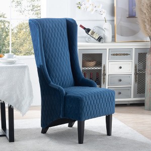 23.03" Faux Leather High-Back Accent Chair with Soft Padded Seat, Birch Wooden Legs and High-Density Foam - 1 of 4