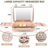 Lycvki Pink Travel Makeup Train Case Cosmetic Organizer with Mirror for Girls - 2 of 4