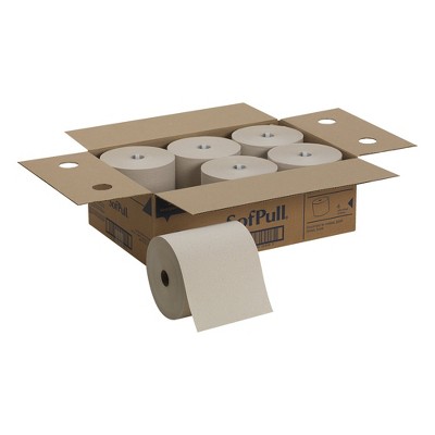 SofPull Paper Towel Roll, 1-Ply, Brown, 1000 ft, 6 Count