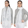 Anna-Kaci Women's Embroidered Floral Lace Scarf Solid Double Layered Faux Pearls Long Wrap Scarf - 2 of 4