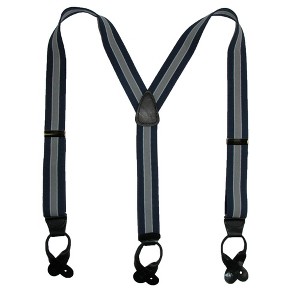 CTM Men's Elastic Button End Stripe Dress Suspenders - 1 of 4
