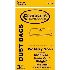 Shop Vac Type E 5-8 Gallon Wet Dry Vacuums Micro Filtration Vacuum Cleaner Dust Bags 3 pack - 1 of 4