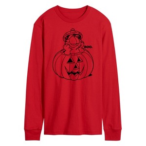 Men's - Garfield - Halloween Pumpkin Art Long Sleeve Graphic T-Shirt - 1 of 3
