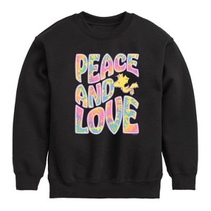 Boys' - Peanuts - Peace & Love Woodstock Graphic Long Sleeve Fleece Sweatshirt - 1 of 4