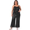 Women's Satin Plus Size Cami Top and Pants with Pockets 2 Piece Pajama Sets - Agnes Orinda - 3 of 4