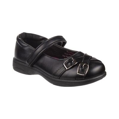 Petalia Girls' Faux Leather Hook & Loop - Buckle Toe Accents - Black ...