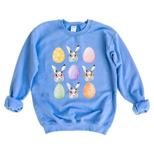 Simply Sage Market Women's Graphic Sweatshirt Bunny Egg Easter Chart - 1 of 3