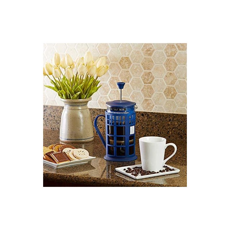 Seven20 Doctor Who 34oz Tardis French Press | Glass Carafe | Plunger | Filter, 3 of 5