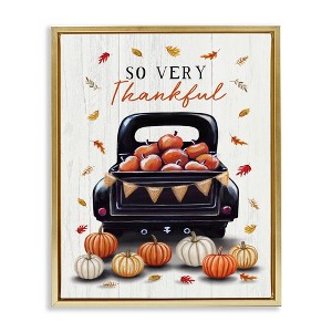 Stupell Industries Autumnal So Very Thankful Black Framed Floater Canvas Wall Art - 1 of 4