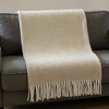 HomeRoots 55" X 70" Stone And White Cotton Blend Woven Herringbone Plush Throw Blanket with Fringe - 2 of 4
