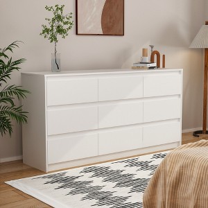 Hitow Chest of Drawers 9 Drawer Horizontal Dresser Wooden Dresser Minimalist Hidden Handle Design - 1 of 4