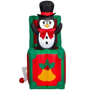 Holiday Living 5-FT Animated Penguin in a Jack-in-the-Box Christmas Inflatable - 1 of 4