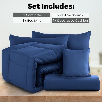 Queen Dark Blue Down Alternative Microfiber Comforter Set