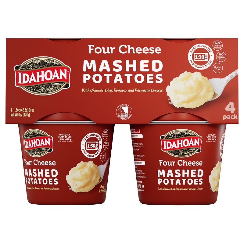 Idahoan Gluten Free Four Cheese Mashed Potato Cups - 6oz/4ct, 1 of 6