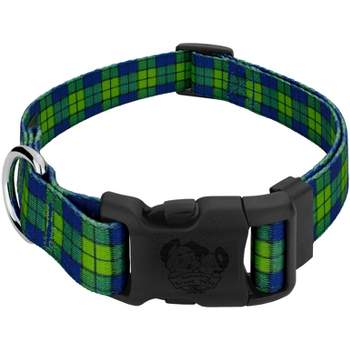 Country Brook Petz Deluxe Blue and Green Plaid Dog Collar - Made in The U.S.A.
