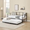 Twin Metal Daybed with Trundle,Twin Size Daybed Frame with Pullout Trundle 6 Casters,Steel Slat Support Guest Sofa Bed for Living,Bedroom,Apartment - 3 of 4