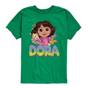 Boys' - Dora the Explorer - Logo Map And Flowers Short Sleeve Graphic T-Shirt - 1 of 4