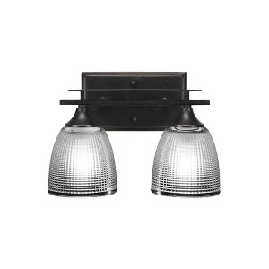 Toltec Lighting Uptowne 2 - Light Vanity in  Dark Granite with 5" Clear Ribbed Shade - 1 of 1