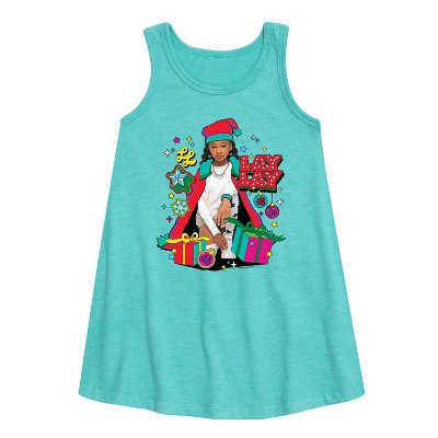 Nickelodeon Lay Lay Christmas Presents Graphic Sleeveless Aline Dress - Turquoise - Small