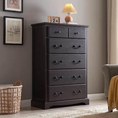 Vintage 6 Drawers Dresser, 48" Tall Wood Rustic Chset of Drawers for Bedroom, Living Room,Hallway
