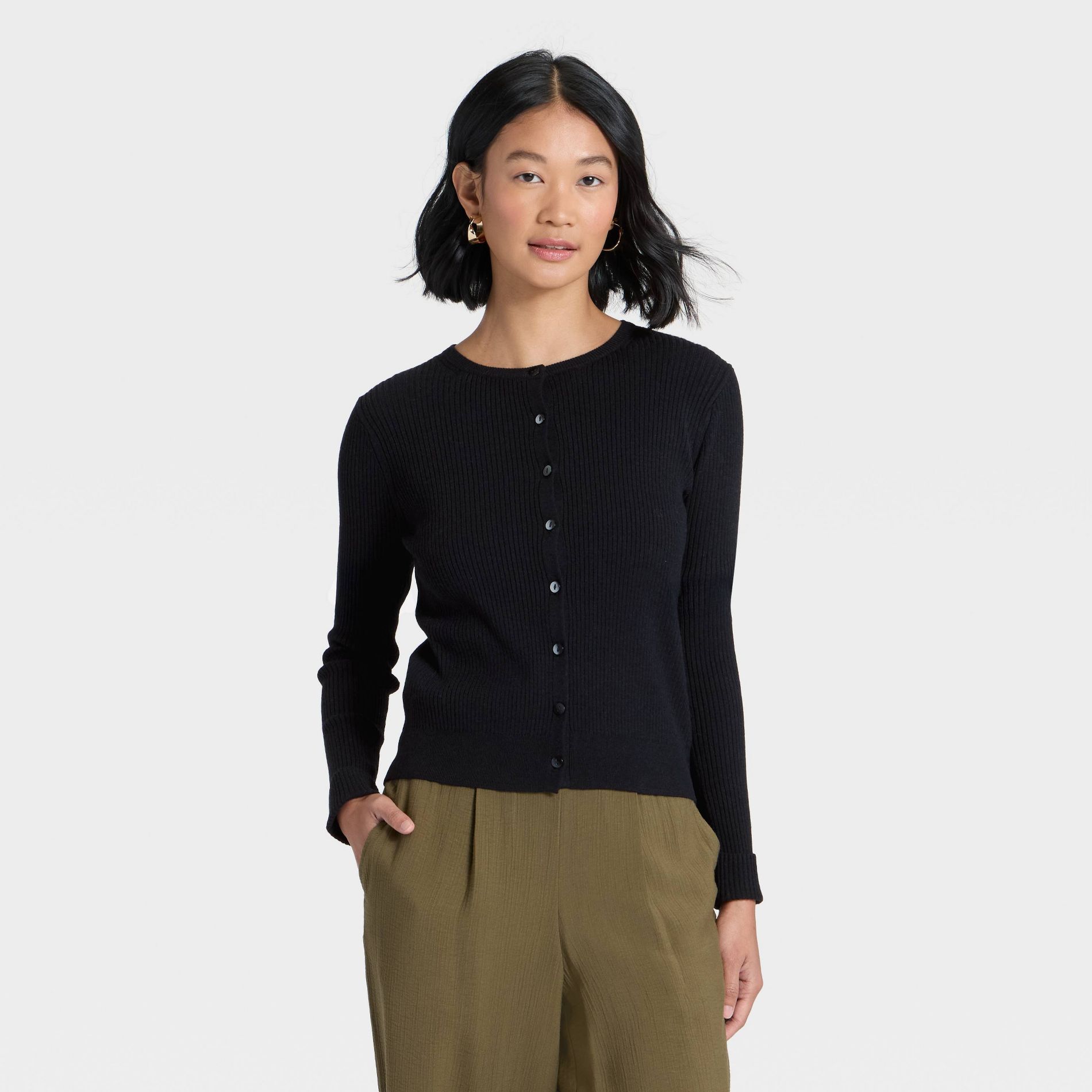 Women's Ribbed Cuff Cardigan - A New Day™