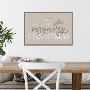 23" x 16" Vintage Christmas IV Neutral Framed Wall Canvas - Amanti Art - 1 of 4