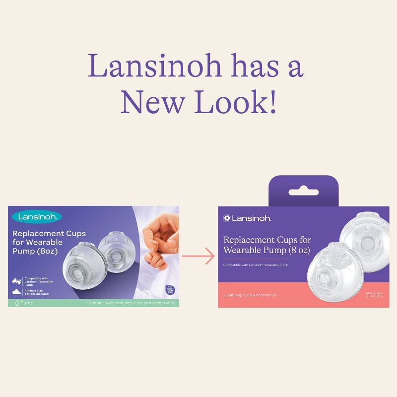 Lansinoh Wearable Pump Replacement Cups with Flanges, Postpartum Essentials - 2ct, 2 of 12