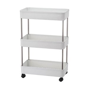 ATHOME 3-Tier Rolling Storage Cart with Open Design for Ventilated Organization, Kitchen, Garage, Dorm, and Storage Use, White - 1 of 2