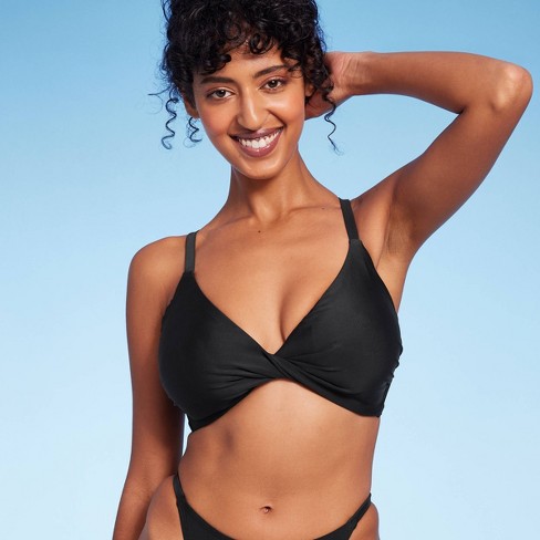 Women's Center Front Ring Triangle Bikini Top - Shade & Shore™ Black D/dd  Cup : Target