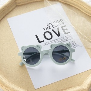 MyKids-Usa Girls Solid Color Cartoon Shape Round Frame Frosted Sunglasses - 1 of 4