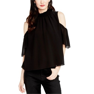Rachel Roy Womens Smocked Knit Blouse, Black, Large