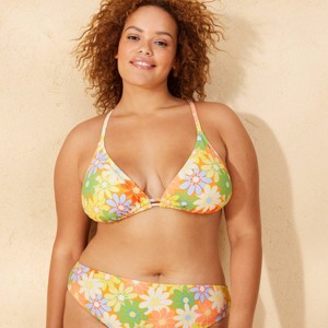 Women's Floral Print Triangle Bikini Top - Wild Fable™ Yellow/Orange/Green - 1 of 3