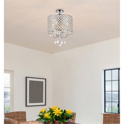 Elegant Elise Chrome 14" Flush Mount with Crystal Shade
