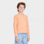 Boys' Wave Long Sleeve Rash Guard Swim Shirt - art class™ Orange