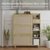 SKRAN Shoe Rack Cabinet with 3 Rattan Flip Drawers,3 Square Shelves and 1 Drawer with Multi-Storage Space and Hooks for Hallway - 4 of 4